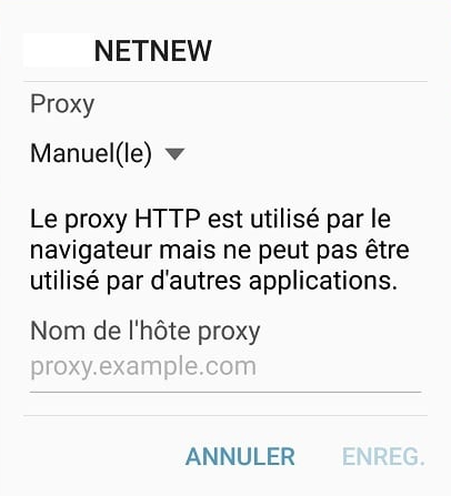 Configuration manuelle proxy mobile sur Android